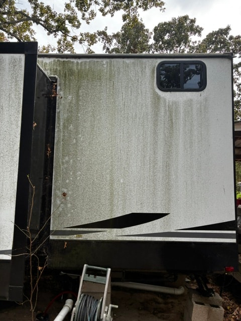 Hampton RV side panel dirty before washing